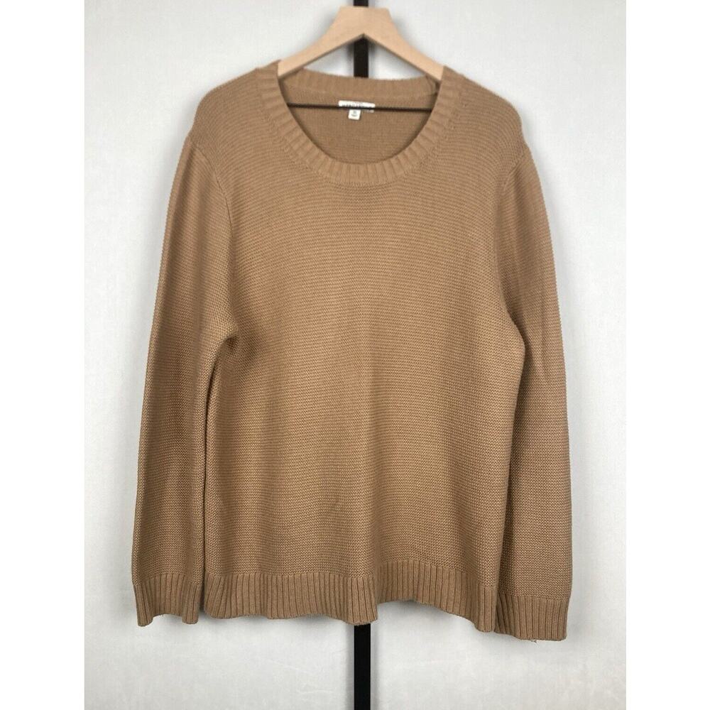 J. Crew Mercantile Classic Crew Neck Sweater XL Tan Chunky Cotton Wool Cozy